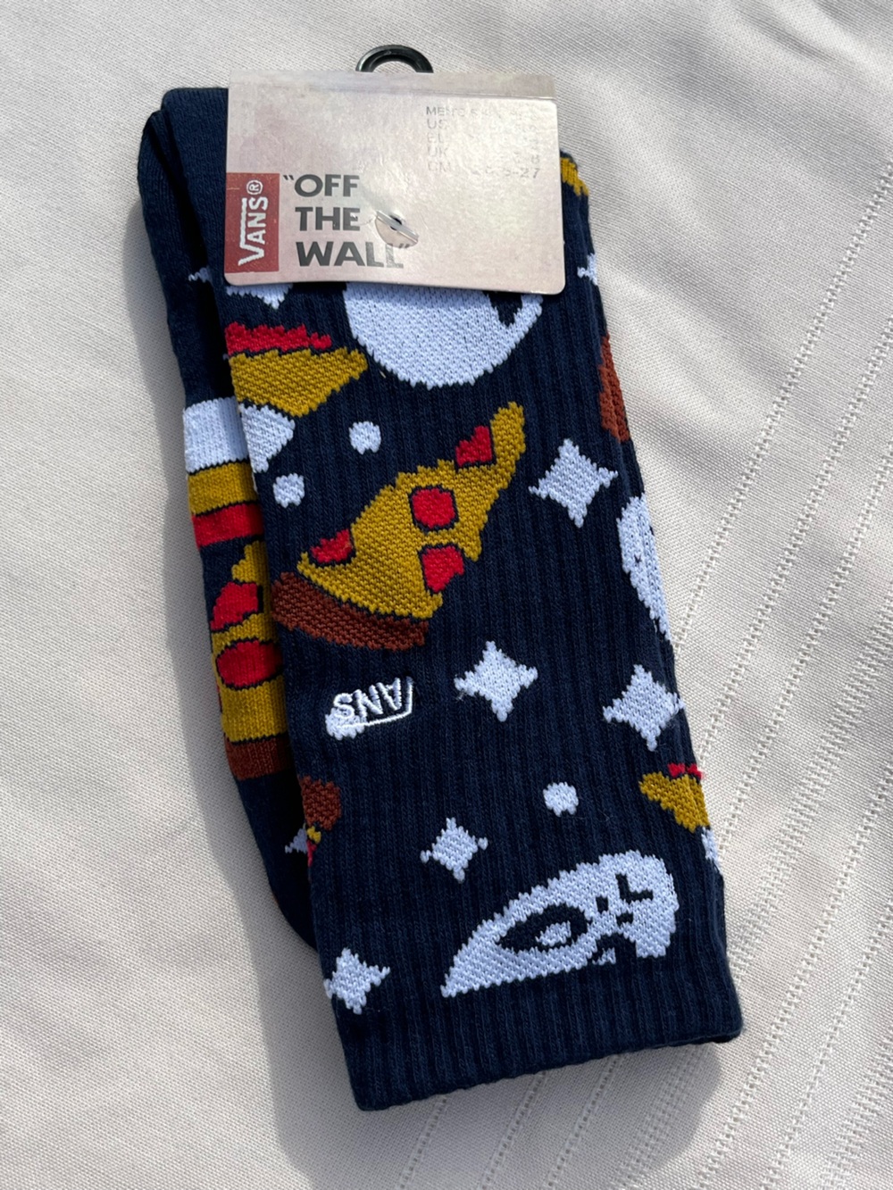 Vans Navy Blue Socks with Pizza & Alien Motif